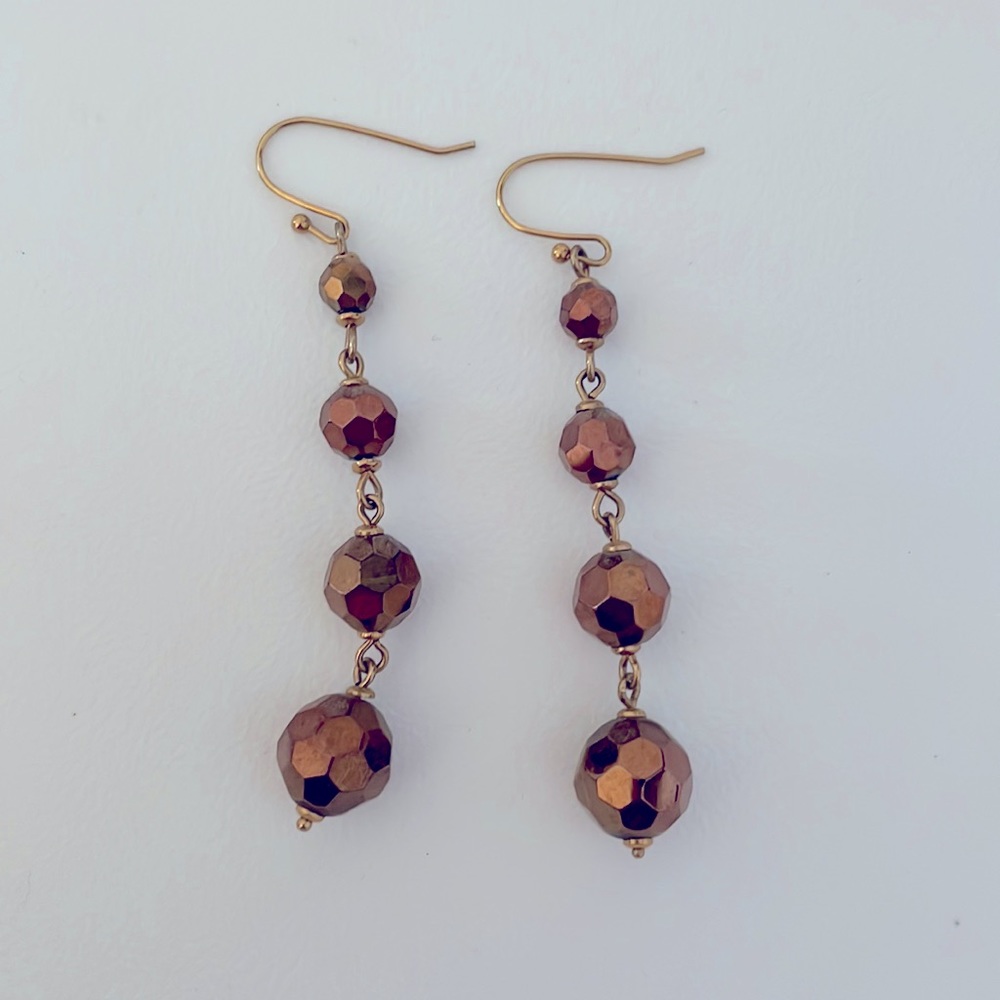 Bronze and gold drop earrings